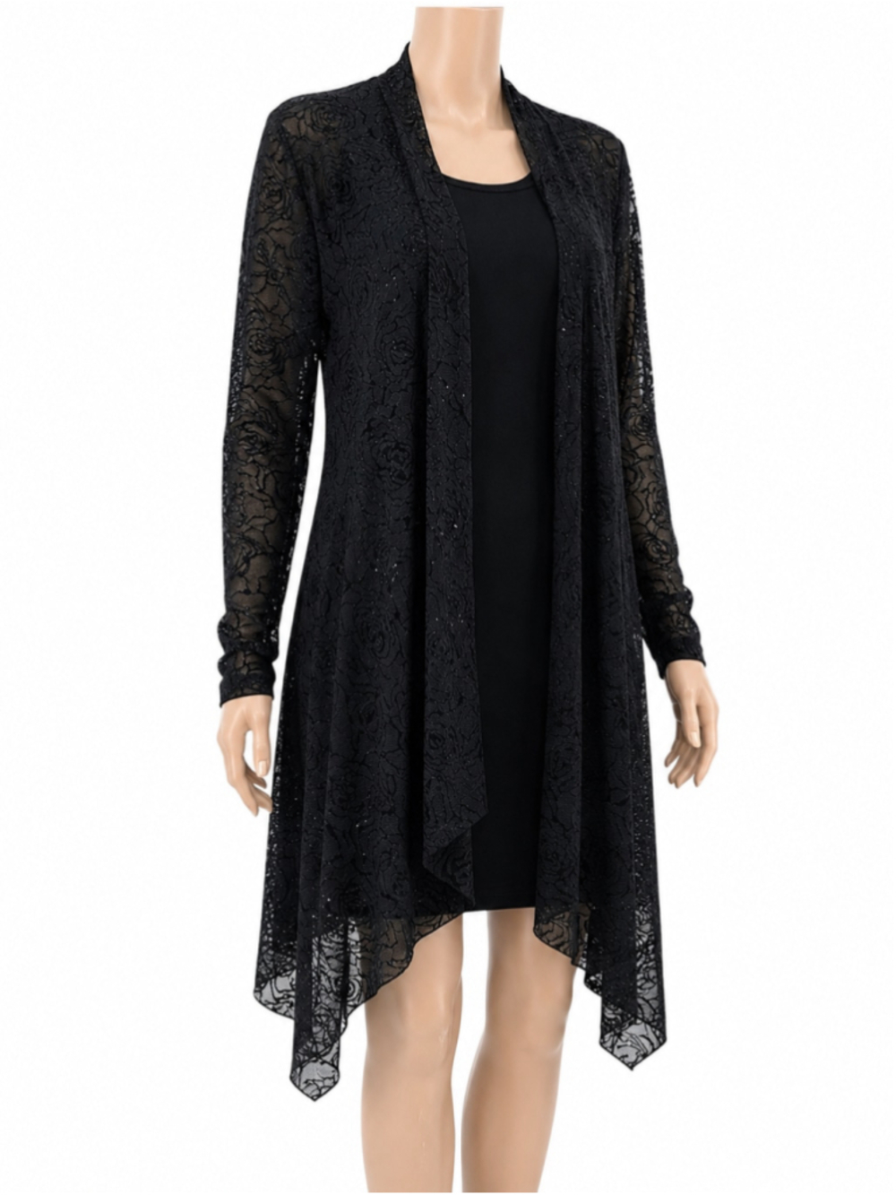 Bianca Nygard Black Sheer Sparkly Rosette Mesh Cardigan – Size L - Picture 3 of 9